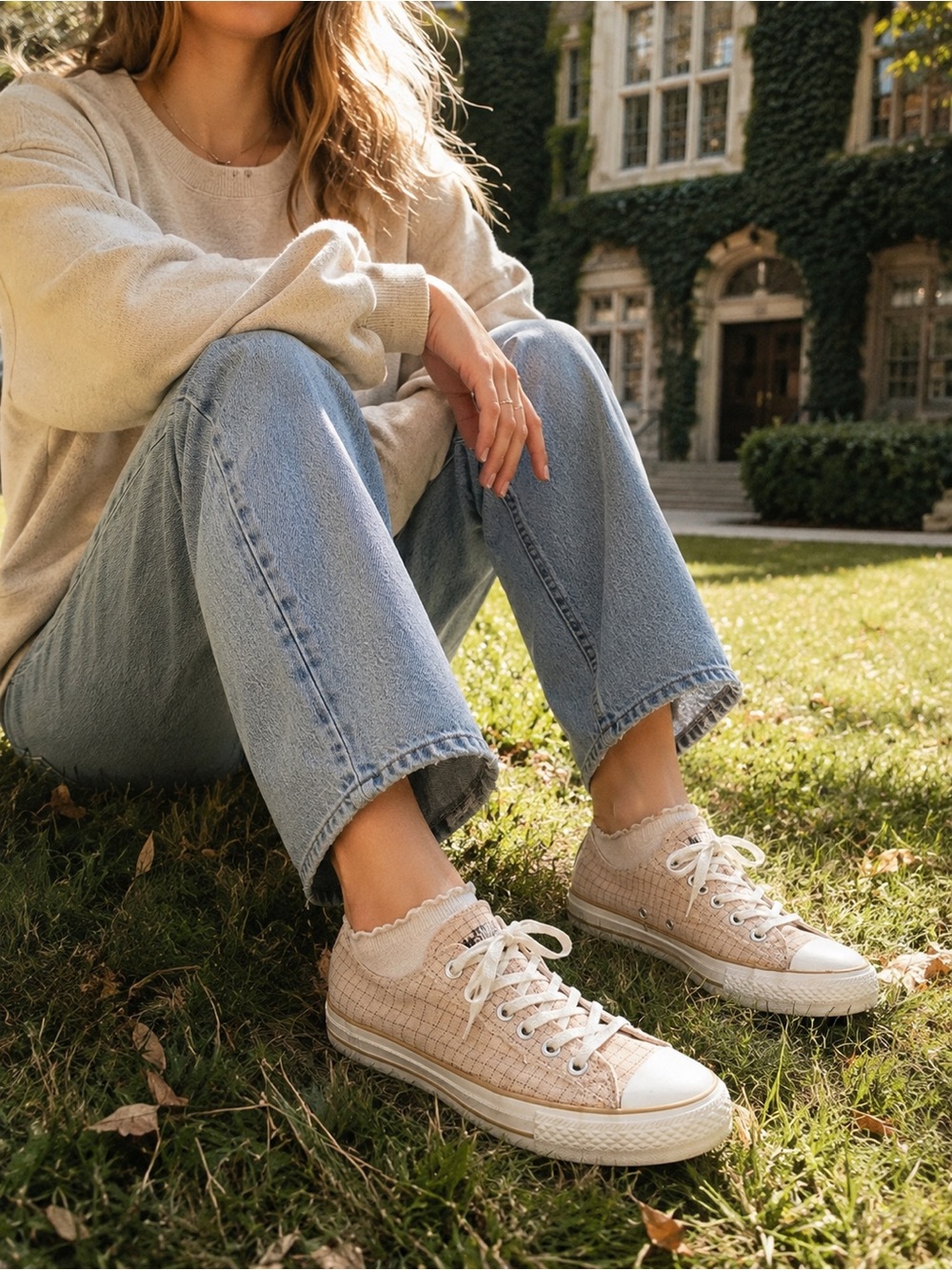 Converse Chuck Taylor All Star Grid Check Print Low Top Sneakers Blush Pink, 7